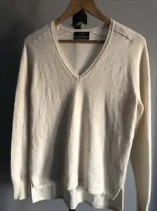Womens Marks & Spencer AUTOGRAPH Cream Cashmere & Silk V-Neck Jumper Size 16 - Picture 1 of 9