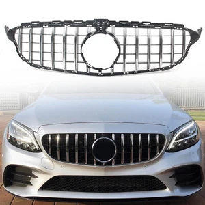 GT R Style Grill Grille Front Bumper for Mercedes Benz W205 C250 C43 Silver - Picture 1 of 13