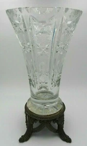 Schöne Vintage Mid Century Lovensky & Lovensky Kristall Messing Vase mit Fuß - Bild 1 von 11