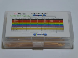 600 Metallfilm-Widerstände 1%, 1/4W Sortiment 30 Werte mit je 20 Stück - Bild 1 von 2
