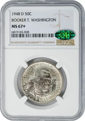 1948-D Booker T Washington Half 50c MS67+ NGC CAC 950145-7 - Image 1 of 4