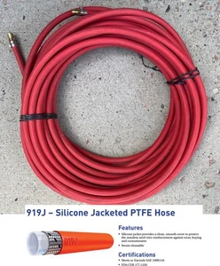 Parker 70' Hose 919J-6/870250  Silicon Jacketed 5/16" PTFE Teflon Core SS Reinf. - Picture 1 of 6