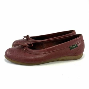GH Bass Leather Flats Women 5.5 Burgundy Bow Classic Heritage Minimalist Vintage - Picture 1 of 6