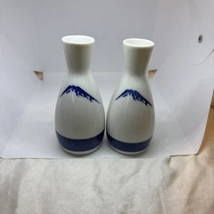 Vintage Weiß Kobaltblau Sake Dekanter Flasche Porzellan 2er Set - Bild 1 von 5