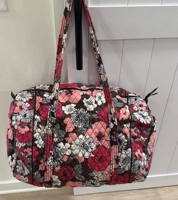 Bolso de Lona VERA BRADLEY Floral Mocha Rouge Grande Fin de Semana Viaje Retirado Bonito Foto 1 de 4