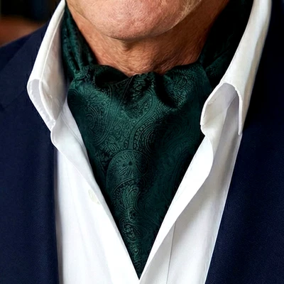 Dark Green Paisley Ascot Cravat - Image 1 of 3