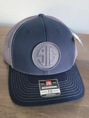 SIG SAUER Richardson 112 Navy Blue Charcoal Grey Mesh Back Back Trucker Cap Hat - Image 1 of 4