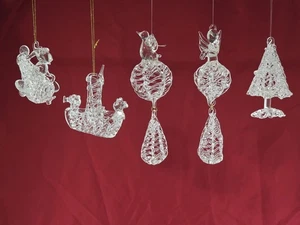 5 Vintage mundgeblasene Klarglas Sortiment Weihnachtsschmuck einige Chips - Bild 1 von 9