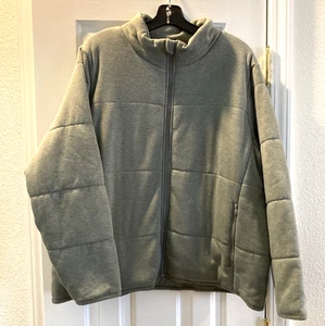 Neu mit Etikett Steppstrickjacke mit drei Punkten, Thymian meliert, Seitentaschen mit Reißverschluss, XXL - Bild 1 von 4