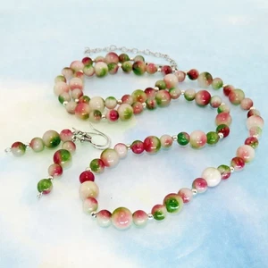 Lovely Sterling Silver Watermelon Tourmaline Bead Jewelry Set By SoniaMcD - Picture 1 of 16