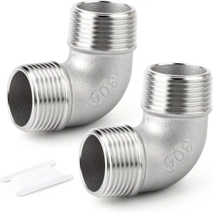 TAISHER 2PCS 304 Stainless Steel 90 Degree elbow,1/2" 1/2" MNPT × - Picture 1 of 7