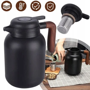 Thermoskanne mit Teesieb 1,5L Isolierkanne Edelstahl Teekanne Thermo Kaffeekanne - Bild 1 von 22