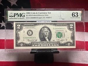 1993 $2 Banknote - Coin and Currency Set - PMG - 63 - Picture 1 of 2