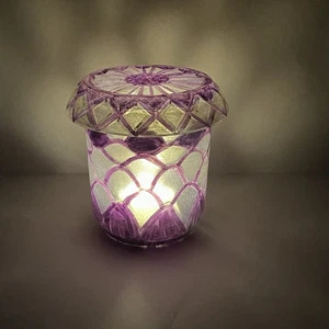 Hand Painted Purple Gold Fairy Lamp Gold Trim One Of A Kind Vintage Glass Lamps - Picture 1 of 8