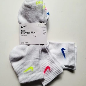 Nike Dri Fit 3 pares de calcetines al tobillo todos los días PLUS 3pk calcetines deportivos talla L blancos - Imagen 1 de 3