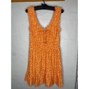Derek Heart Women's Orange Floral Sundress - Size Medium - Picture 1 of 7