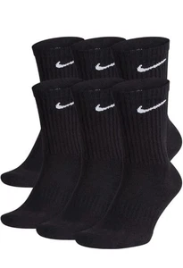 Nike Dri-Fit Men's Sz L 8-12 Everyday Cotton Cushioned Crew Socks Black 6 Pairs - Picture 1 of 5