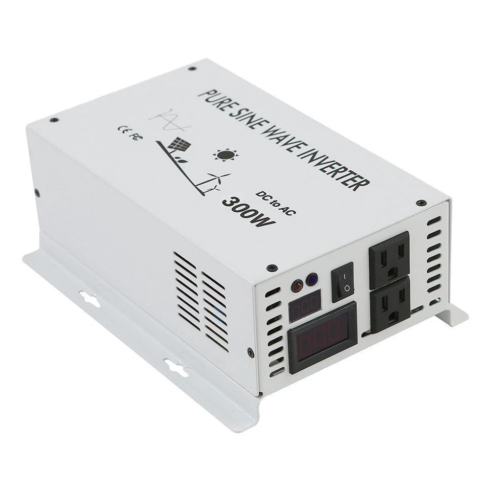 Power Inverter 300W 12/24/48VDC to 120/220VAC Pure Sine Wave Truck 600W Peak Car - Image 1 of 4