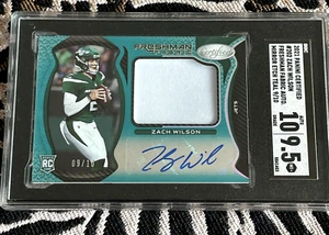 2021 Certified Freshman Fabric Mirror Teal Etch Zach Wilson /10 SGC 10/9.5 MINT+ - Picture 1 of 4