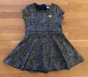 Juicy Couture Toddler Girls Black Gold Zipper A-Line Dress Short Sleeve Sz 4T - Picture 1 of 12