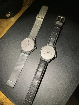 Dos relojes de vestir automáticos Sea-Gull esfera gris diseño piedra escalonada movimiento ST2130 Foto 1 de 2