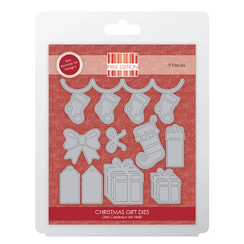 FIRST EDITION  CHRISTMAS GIFT DIES 9 PIECES ON MAGNETIC SHEET - Image 1 of 1