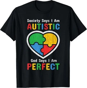 God Say I Am Perfect Proud Autistic Kids Autism Awareness T-Shirt Hoodie - Picture 1 of 12