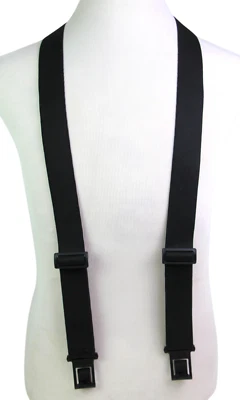 Dickies BLACK ELASTIC BROWN LEATHER CLIP 1 1/2"Wd Y-BACK SUSPENDERS (71T - Image 1 of 4