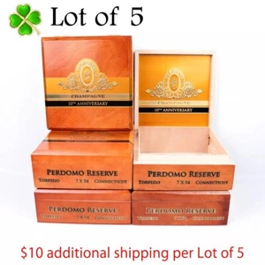 "Lotto di 5 Scatola Sigari Legno Vuota Perdomo Torpedo Ct Champagne 8,25"" x 7,75"" x 3" - Foto 1 di 12