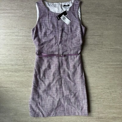 Premise Gabrielle Dress Size 10 NWT Purple Tweed Belted Sheath Career Workwear - Image 1 of 4