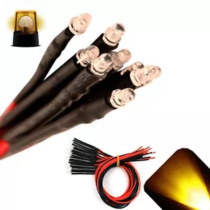 5 x LED estroboscópico parpadeante parpadeante de oro amarillo precableado 12v 3mm 12 voltios 6v - Imagen 1 de 2