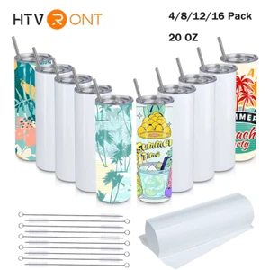 HTVRONT 4/8/12/16 Pack Straight Sublimation Tumblers Bulk Blank 20oz Stainless - Picture 1 of 24