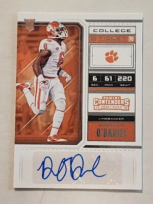2018 PANINI CONTENDERS DRAFT PICKS DORIAN O'DANIEL AUTOGRAPH ROOKIE CARD RC - Image 1 of 2