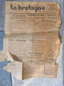 LA BRETAGNE 14 mars 1943 Journal pétainiste collaboration WWII Militaria - Picture 1 of 3