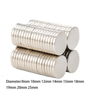 Dia 9/10/12/15-25mm Neodymium Magnets Rare Earth Round Shape Strong Craft Magnet - Picture 1 of 6