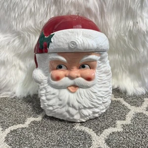 Large Santa Claus Cookie Jar Christmas Holiday Kitchen Storage Home Transpac - Picture 1 of 6