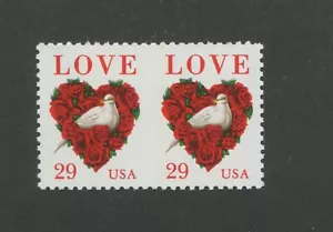 US Love & Dove Postage Stamp #2814 MNH IMPERF BETWEEN ERROR - Picture 1 of 2