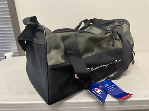 Vintage Champion Duffel Duffle Dark Green Camo Blue Interior - Picture 1 of 8
