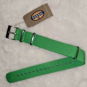18mm Watch Band Strap Fossil watches smart Green Nylon Woven 3 Rings 
