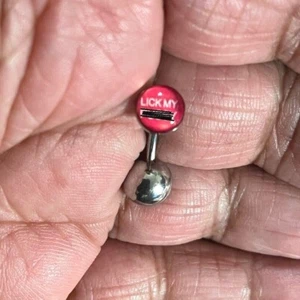 Sterilized Surgical Steel "LICK MY P___Y" 14g Curve Barbell for VCH Piercing. - Picture 1 of 2