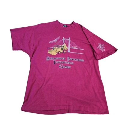 Vintage 90s Case IH Graphic Tshirt Backhoe Burlington Iowa Invitational Games - Image 1 of 4