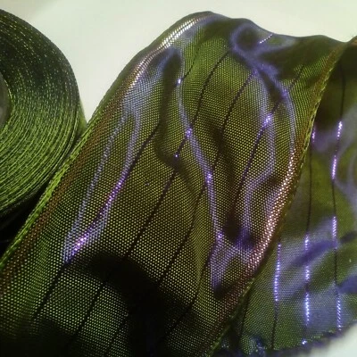 Band 60mm grün, violett mit Goldrand 1m - Bild 1 von 2