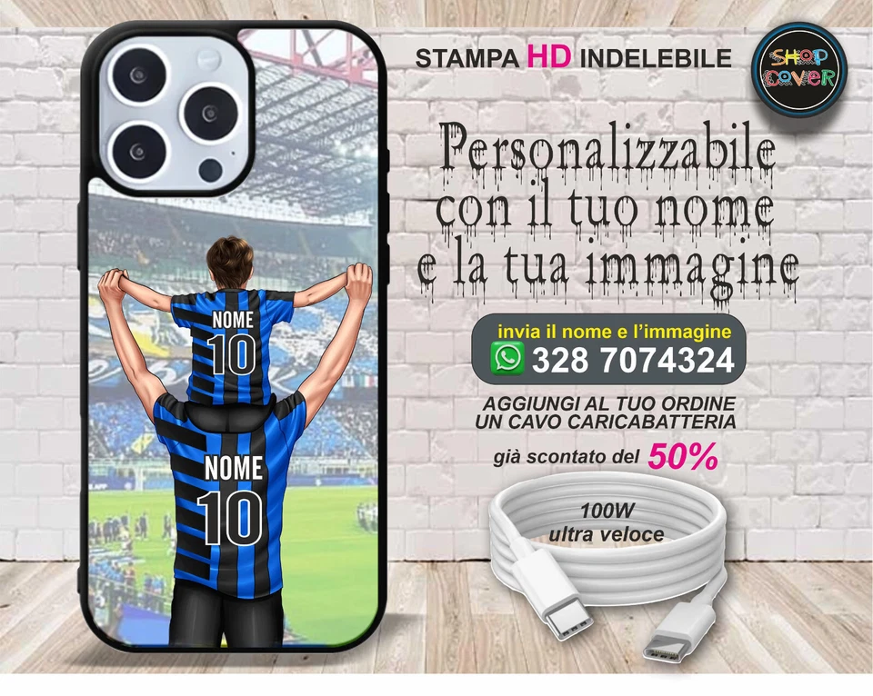 COVER CELLULARE personalizzata in HD calcio inter nerazzurri Iphone Samsung Oppo - Immagine 1 di 4