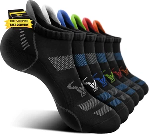 Men Running Socks 6Pairs-Ankle Athletic Socks Wicking Cushioned for Men Walking- - Picture 1 of 7