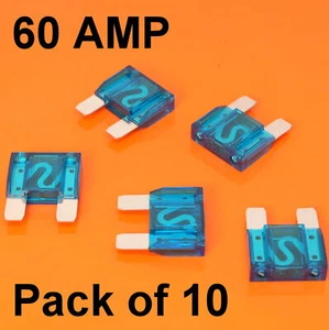 High Quality 10 x 60 Amp Maxi Blade Fuse Blue 60A Car Van Bike Large Fuses - Picture 1 of 1