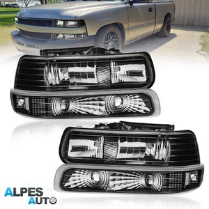 2PCS Black Housing Headlights For 1999-02 Silverado 2000-06 Suburban 1500 2500 - Picture 1 of 11