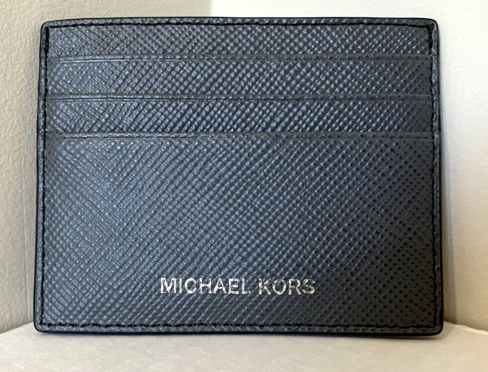 Michael Kors Mens Harrison Leather Credit Card Case Greyhound