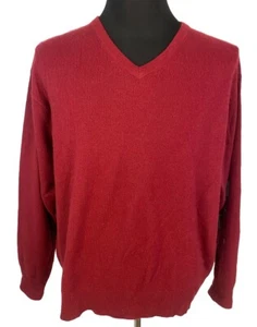 Pendleton Sweater Mens Large Red 100% Cashmere Long Sleeve V Neck - Picture 1 of 10
