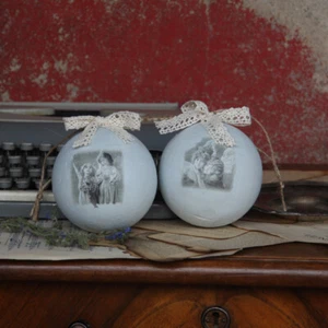 Design Styropor Baumschmuck 2 tlg Weihnachten Baumschmuck Tanne Kugel Handarbeit - Bild 1 von 1