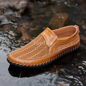 38-48 Driving Mokassin Kunstleder Mesh Schuhe Slipper Halbschuhe Flats Freizeit Herren - Bild 1 von 15